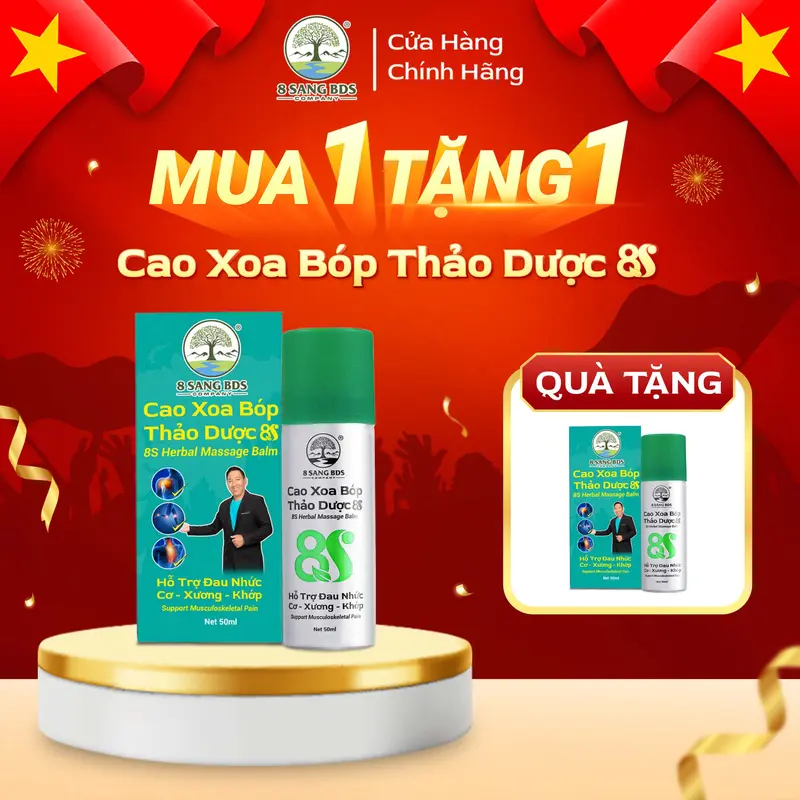 8S2 - MUA 1 TẶNG 1 - Cao Xoa Bóp Thảo Dược 8S - Truyền thống (chai nhôm) - Hỗ trợ cải thiện các vấn đề cơ xương khớp 0