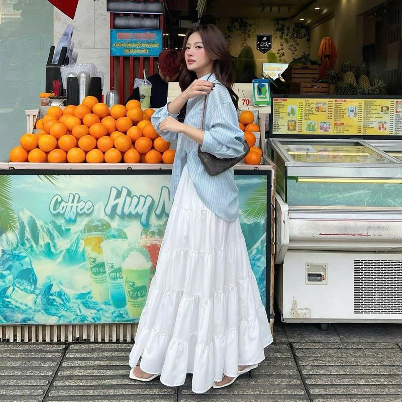 Chân váy 5 tầng (CÓ LÓT LỤA) dài váy 95cm và 100cm chất vải Voan Nhật mềm mát Hottrend MIX ĐỒ SIÊU DỄ THƯƠNG Nữ Women - Mysmin Store KD55