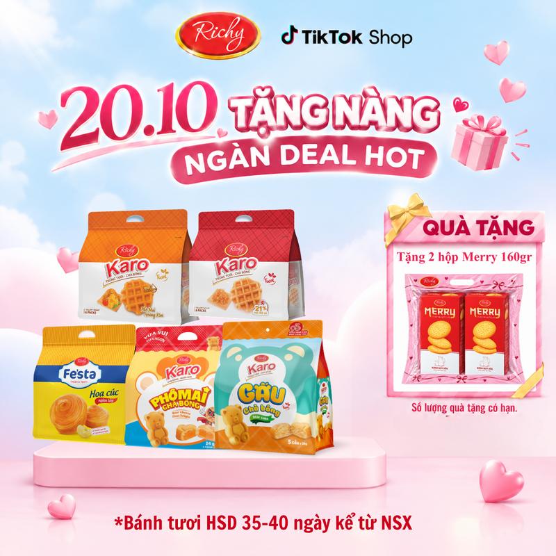 Combo Bánh Mì Tươi Đại Chiến: Bánh Mì Karo Trứng Tươi Chà Bông, Bánh Mì Hoa Cúc Fes'ta, Bánh Karo Gấu Chà Bông Snack Ăn Vặt