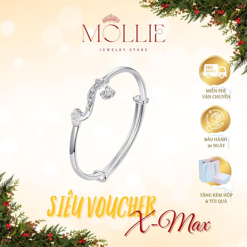 Kiềng tay NHƯ Ý KẾT HỢP CHARM CHỮ PHÚC thiết kế giúp người đeo bình an mang nét đẹp truyền thông dễ đeo chất liệu titan mạ bạc