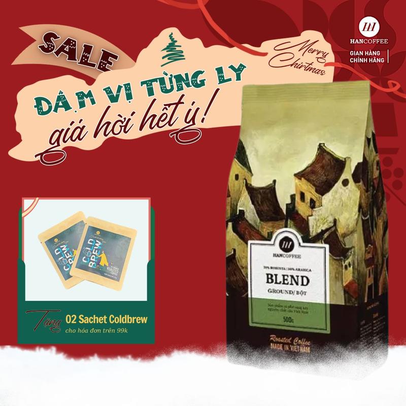Cà phê pha phin pha máy 70% ROBUSTA & 30% ARABICA TÚI 500G dạng bột túi 500g Cafe COLDBREW - HN70R30AB1