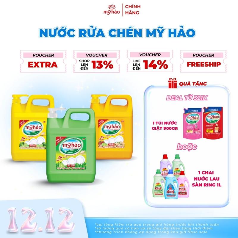  Mỹ Hảo Nước Rửa Chén Có Vòi 3 KG - An Toàn Cho Da - 5X Đậm Đặc 