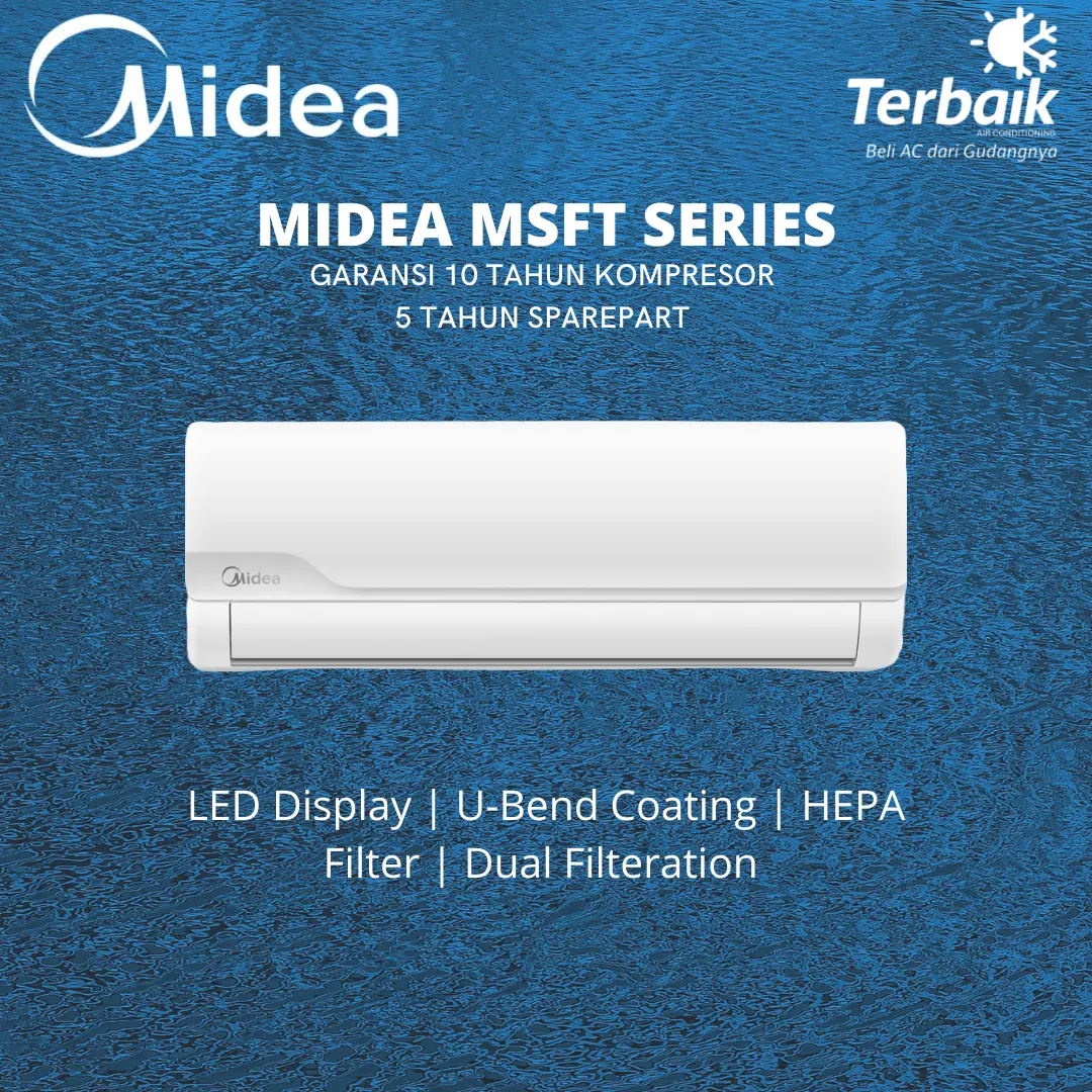 AC MIDEA 0.5 PK 1 PK l Display Suhu l Goldfin Anti Karat l Hemat Listrik l Low Watt - MSFT 05 CRN