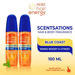 PAKET ISI 2 - Makarizo Hair Energy Scentsations Blue Coast 100 mL Parfum Rambut / Perfume Wangi