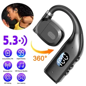 Headphone Bluetooth Nirkabel Earphone Konduksi Tulang dengan Mikrofon Headset Peredam Kebisingan Bebas Genggam untuk Berkendara