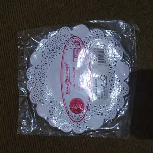 (isi 100 pcs) Paper Doyleys 5.5" Inch Kertas Doilies 14 cm Alas Toples 1/2 kg Renda Round White Dragon Pack Doyleys 5,5"
