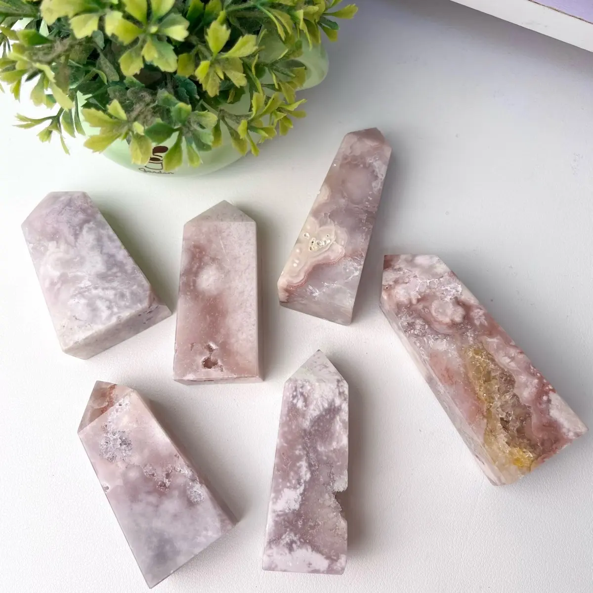 [BYU CRYSTALS] Pink Amethyst Flower Agate Tower