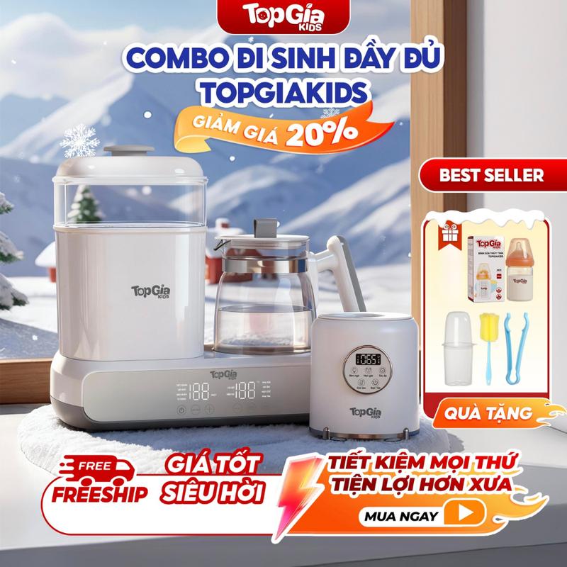   COMBO ĐI SINH  Máy đun nước hâm sữa và tiệt trùng hơi nước sấy khô M1-08 TOPGIAKIDS &  Máy Lắc Hâm Sữa T2-02 tặng đầy đủ phụ kiện Bảo Hành 30 Tháng l Dung Tích 1300ml Giữ Nhiệt 48h 