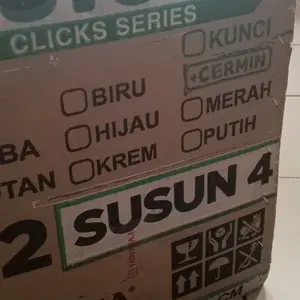 LEMARI PLASTIK TABITHA STORIA LEMARI PAKAIAN KUNCI KACA PUTIH 4 SUSUN