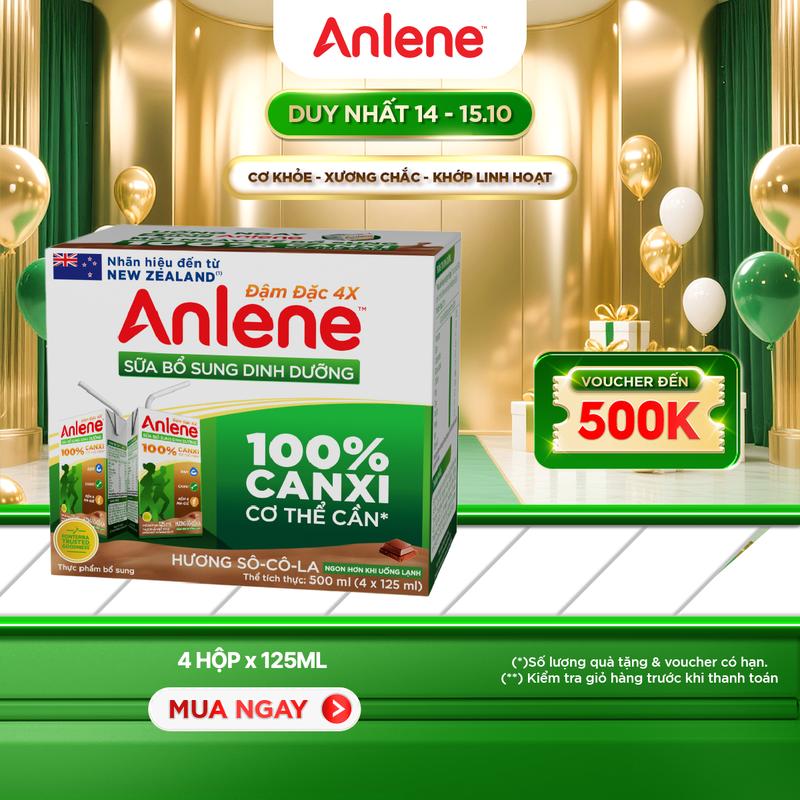 Lốc 4 Hộp Sữa Nước Anlene Hương Socola 125Ml