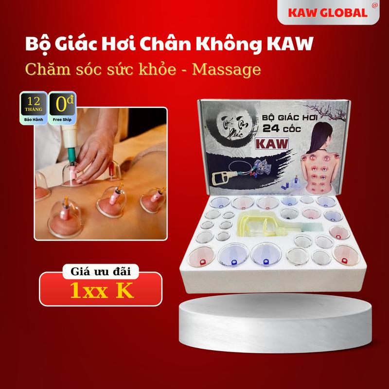 KAW Bộ Giác Hơi Chân Không 24 Cốc - Dụng Cụ Cạo Gió Giác Hơi Cầm Tay An Toàn Không Dùng Lửa Bảo Hành Toàn Quốc