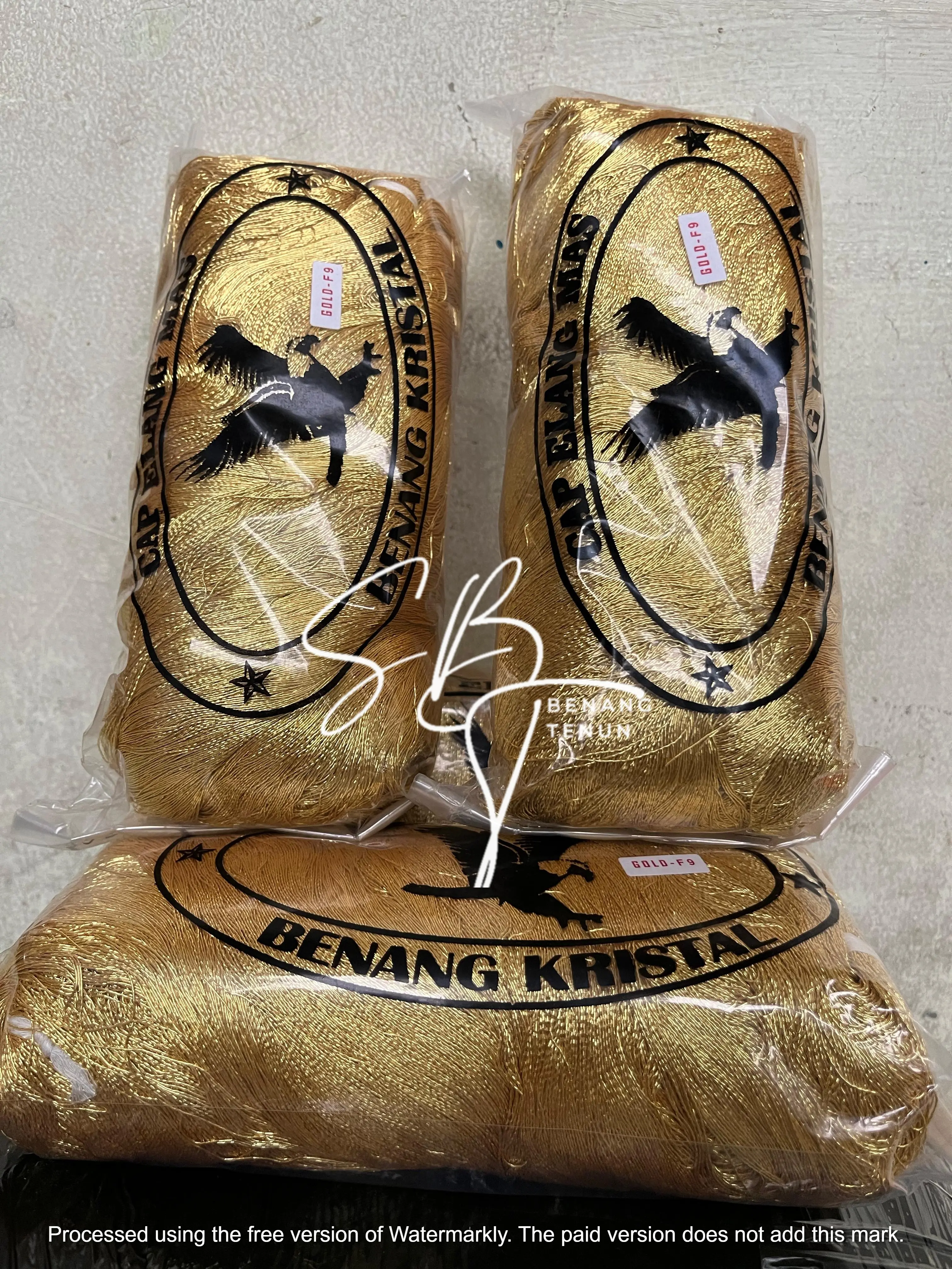 BENANG KRISTAL-BENANG TENUN CAP ELANG MAS-GOLD F9
