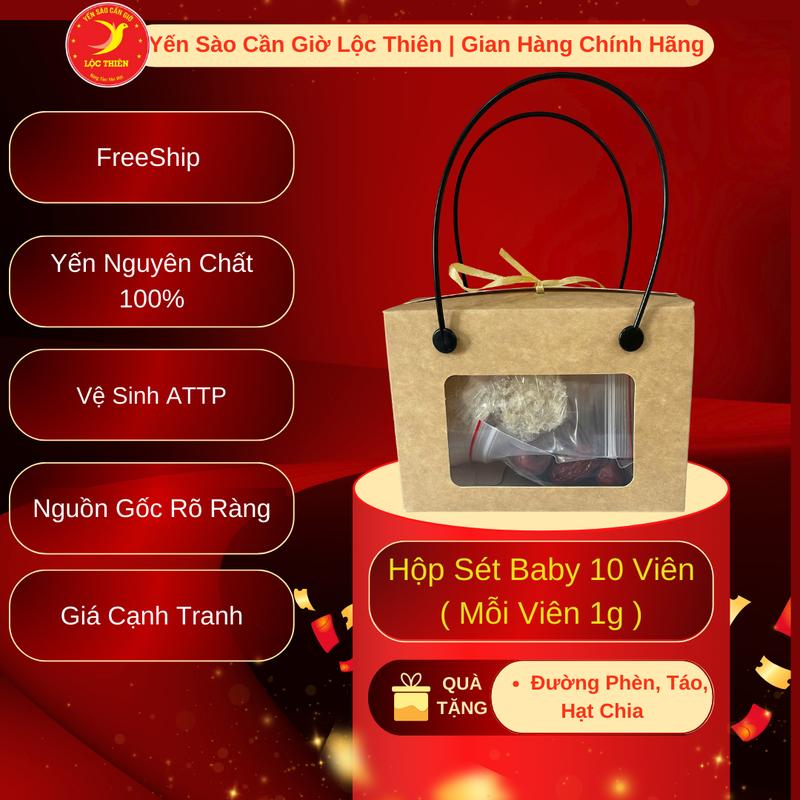 Túi 10 Sét Yến Vụn Baby Nguyên Chất Set 1g - Yến Sào Cần Giờ Lộc Thiên