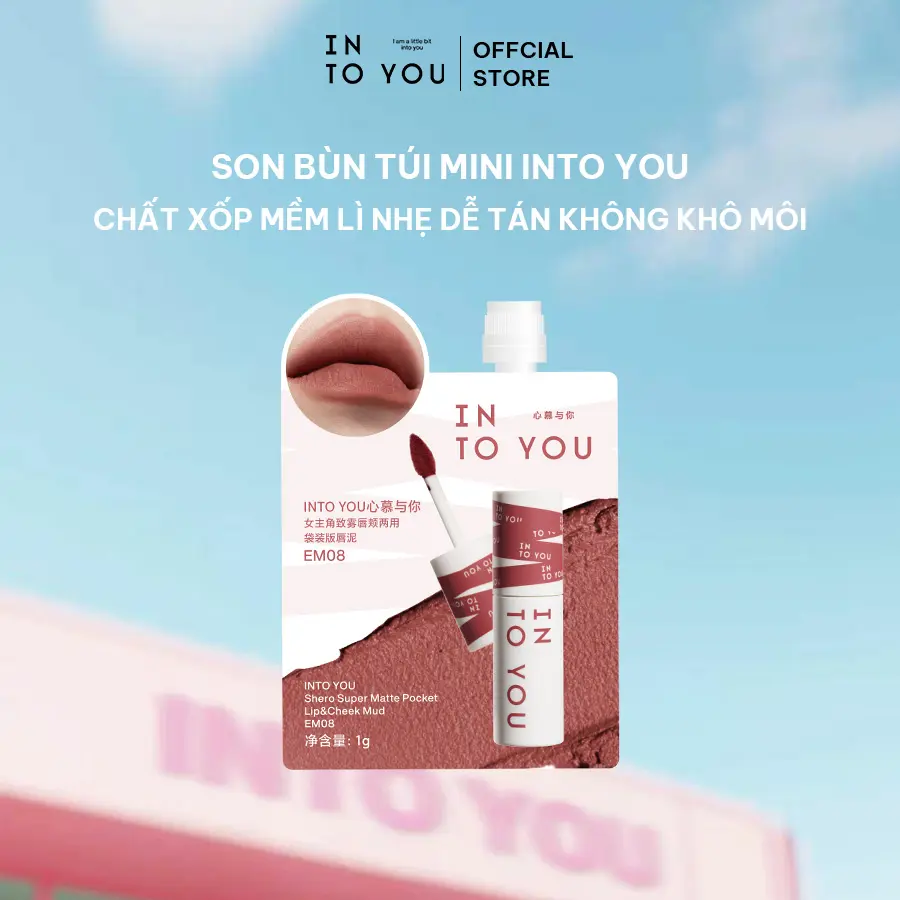 INTO YOU Son Bùn Túi Mini Shero Chất Son Bùn Lì Làm Giảm Thâm Môi Sáng Da Bền Màu Không Khô Môi Lâu Trôi 1g Bagged Mini Liptick