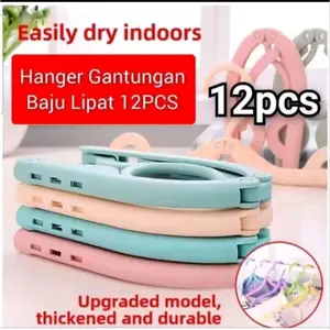 [ 12PCS ] Hanger Gantungan Baju Lipat 31ni1 Portable Travel Jemuran Pakaian Sebarguna RANDOM