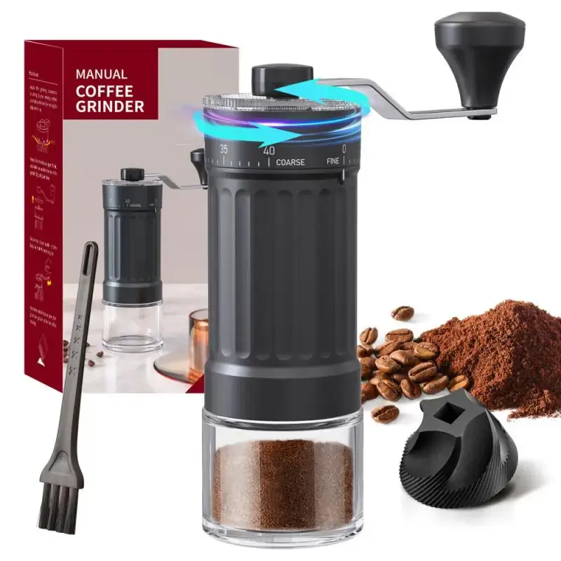 Grinder Kopi Manual KMDJ-HC – 40 Level Gilingan, Bilah Keramik, Bodi Aluminium, Portabel & Presisi