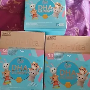 Coolvita 3 Box DHA Gummy - Suplemen Vitamin Anak dengan Minyak Alga DHA 50mg Omega 3 Alternatif Minyak Ikan untuk Kesehatan Mata dan Perkembangan Otak - Original dan BPOM