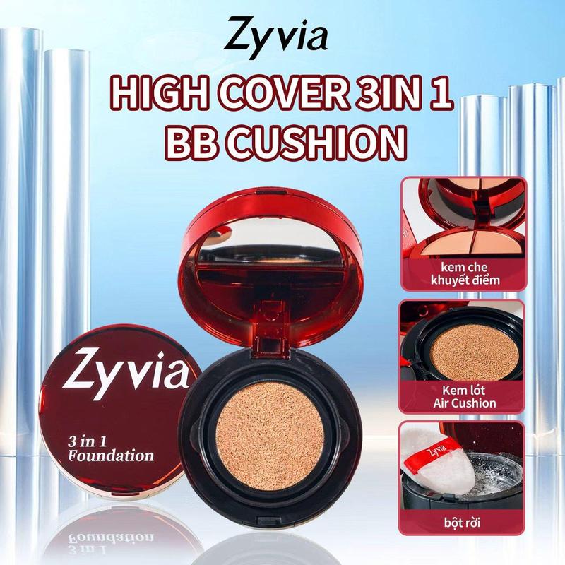  Cushion ZYVIA 3 Trong 1 che khuyết điểm + phấn nước + phấn phủ nhẹ chống nước và lâu trôi 