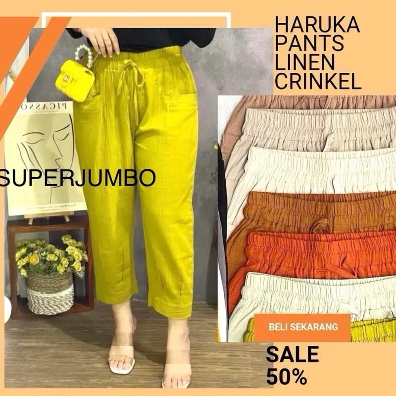 Product Introduction of HARUKA PANTS LINEN CRINKEL SUPERJUMBO MUAT SAMPAI 100kg Wanita 2