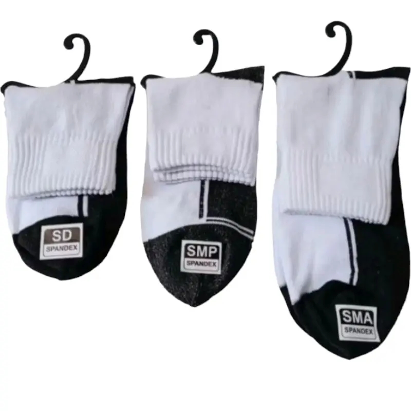 (paket 6 pasang) kaos kaki sekolah pendek anak SD SMP SMA putih telapak hitam 4