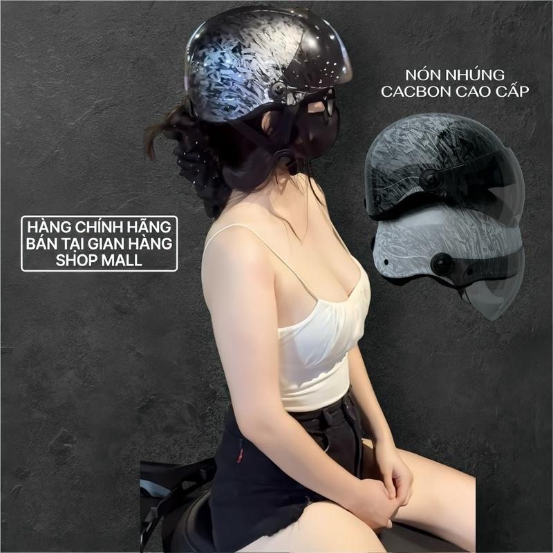  Mũ Bảo Hiểm Chính Hãng Nhúng Carbon + Gắn Kính Chống Tia UV + Phủ Bóng Nano A35 - Size 52-59cm - Mubaohiem Namnu - Helmet nón  sơn có hoạ tiết 