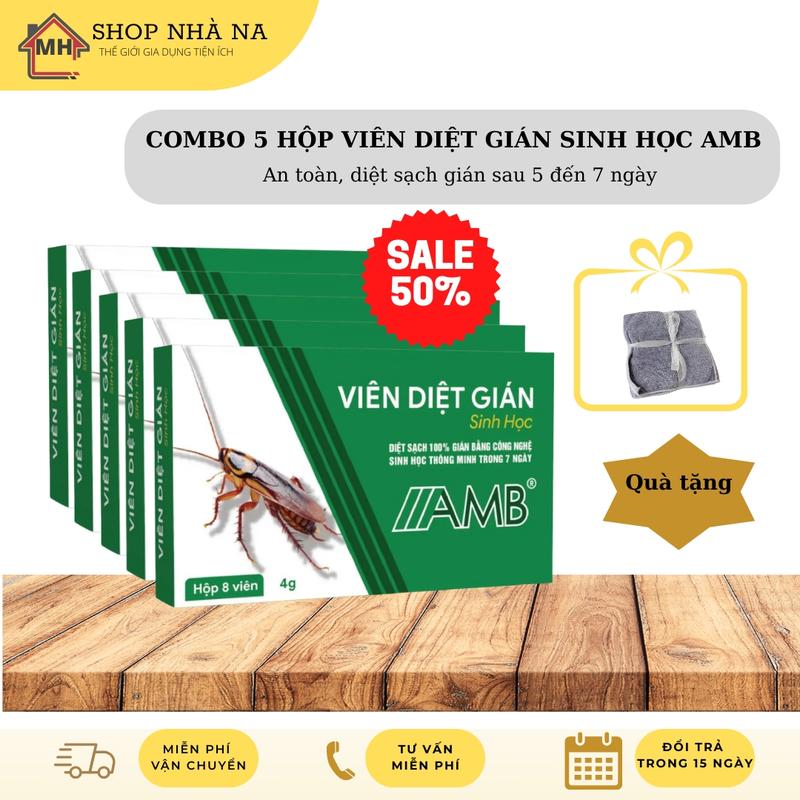Combo 5 Hộp Viên Diệt Gián Sinh Học AMB Viện Hàn Lâm Khoa Học Việt Nam Diệt Tận Gốc Tất Cả Các Loại Gián Hiệu Quả An Toàn.