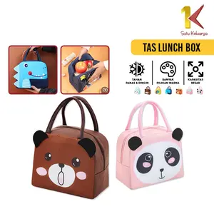 [COD] SK T50 Tas Bekal Anak Karakter Hewan Pink Lunch Bag  Cooler Makanan
