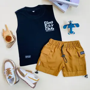 ESTISHOP X DINODAY Setelan Baju Kaos Singlet Kutung Anak Laki Laki Celana Hotpants 1-6 Tahun