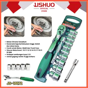 JISHUO 【COD】KUNCI SOCKET WRENCH SET COMBINATION FAST RATCHET JS-1015 1016 10172