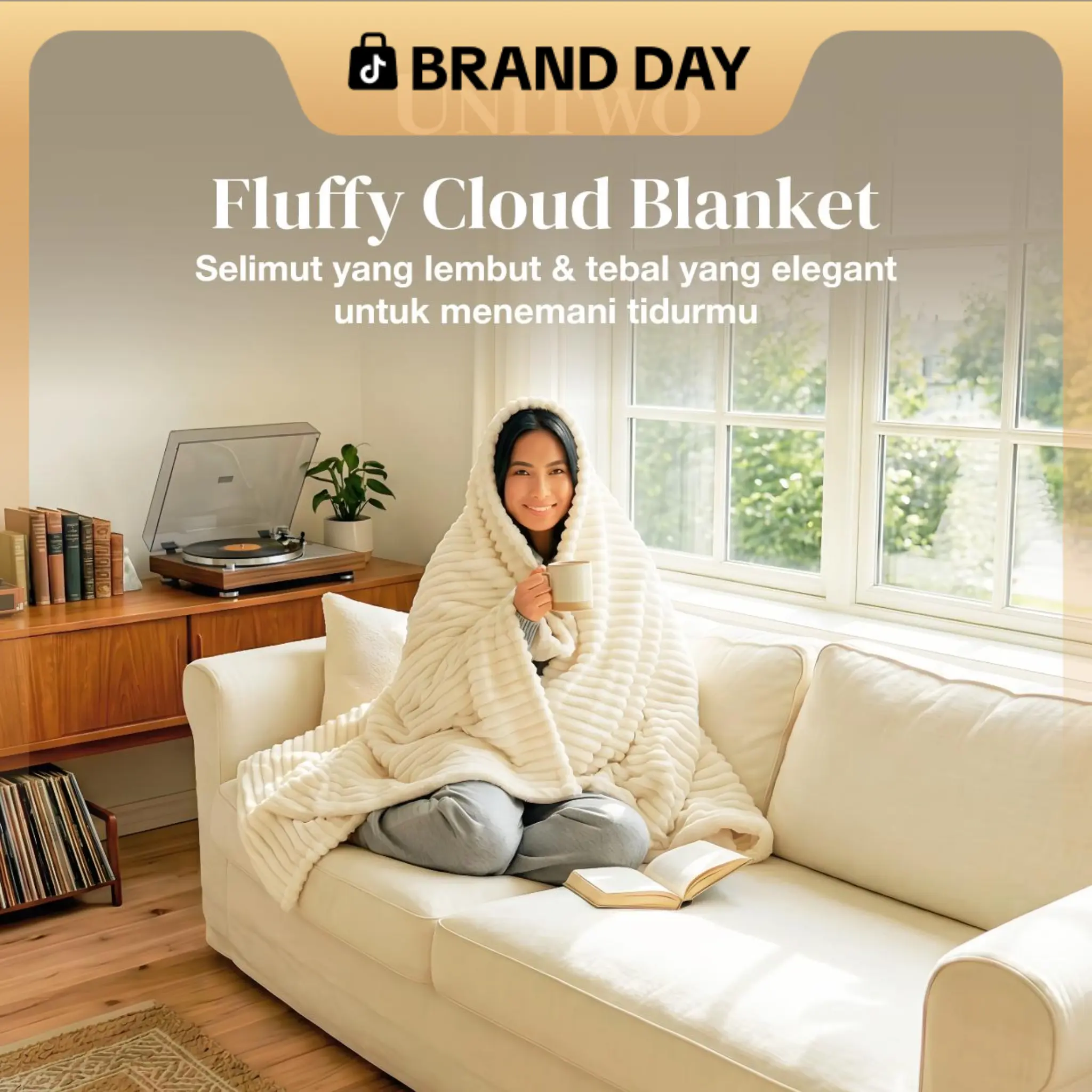 [BLANKET ONLY] UNITWO HOME-FLUFFY CLOUD BLANKET - Selimut Warna Pastel, Estetik, Lembut, Ringan, Cozy