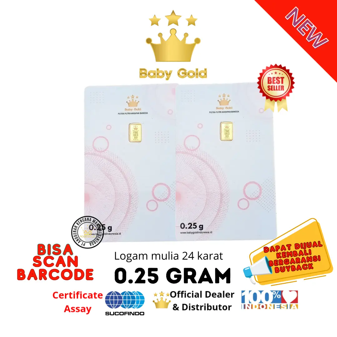 BABY GOLD 0.25 GRAM EMAS MINI LOGAM MULIA