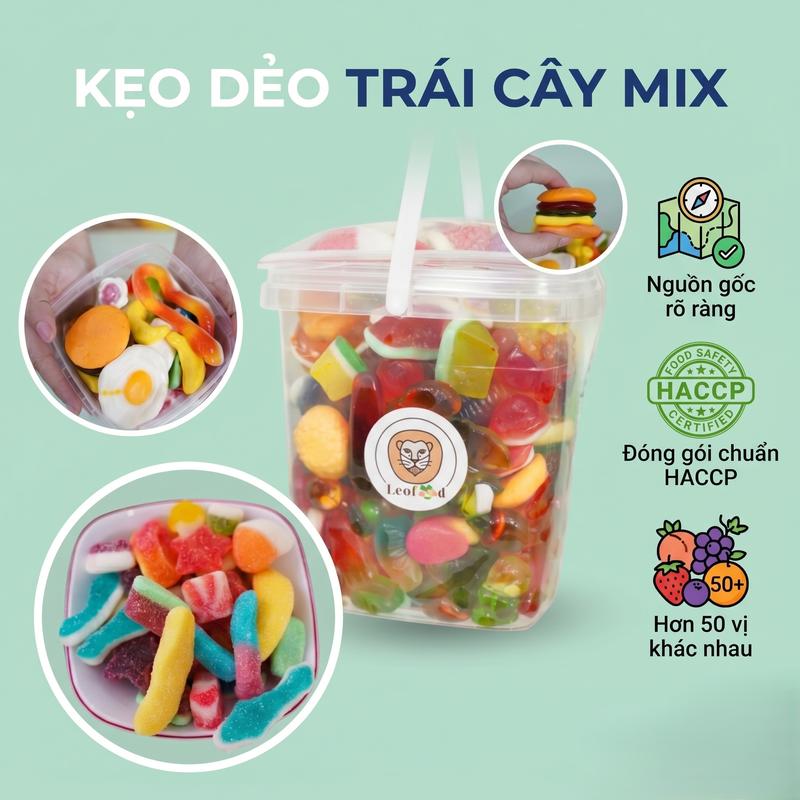 LEOFOOD - Kẹo dẻo chíp chíp vị trái cây mix vị kẹo Có Kiểm Định Và Công Bố