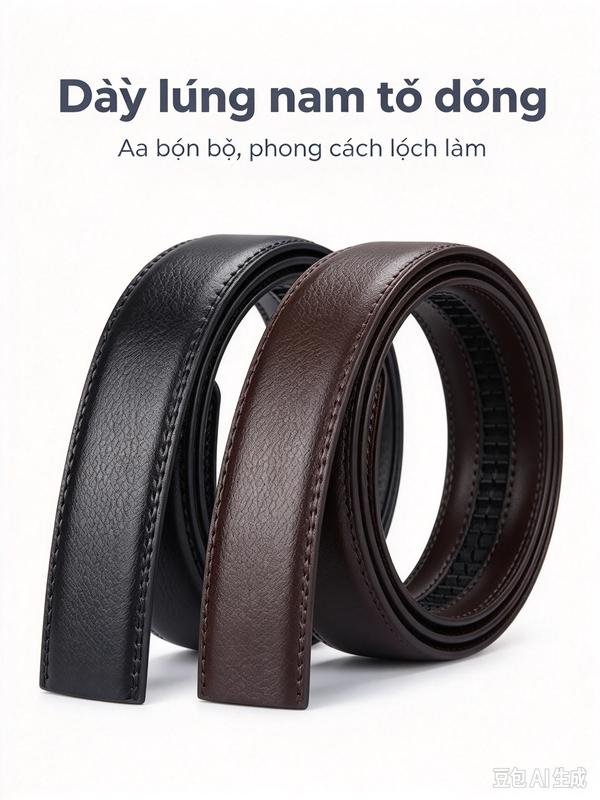 Men Leather Belt Strap Without Buckle, Automatic Ratchet Belt Replacement Strap, Business Casual Waist Belt