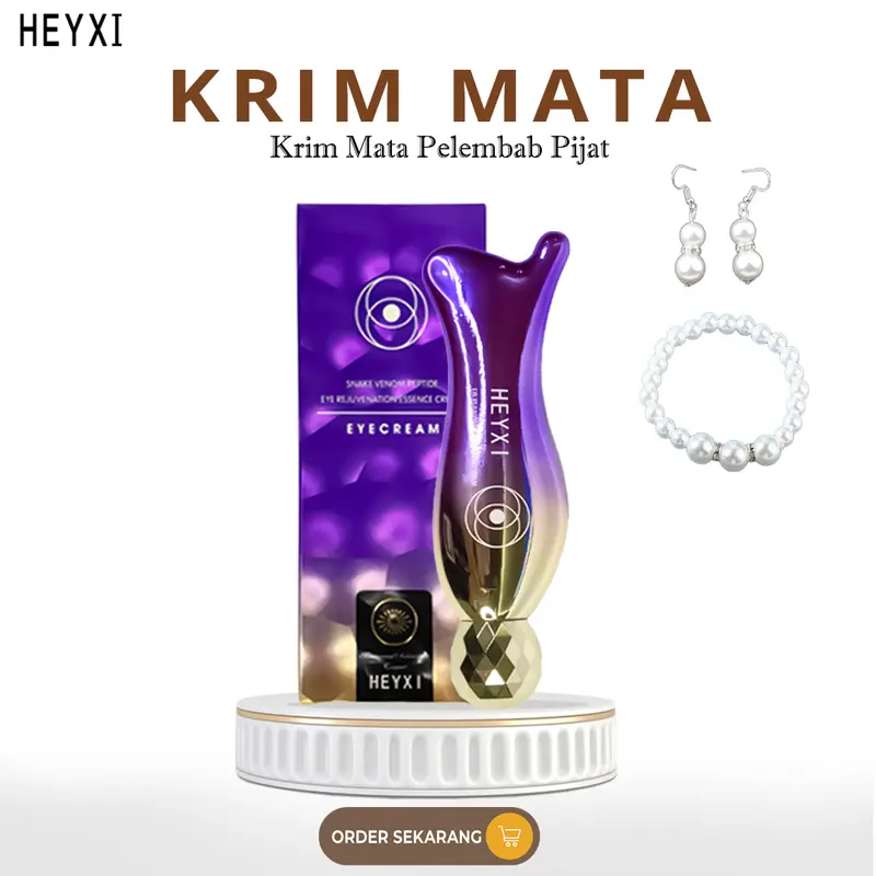 【BPOM】【HEYXI】Krim Mata Kaviar Polipeptida/Pelembab/Pijat/Anti-Kerut/Garis Halus/Esensi Mata+ 2 Set Perhiasan 【1 Anting + 1 Gelang】Eye Moisturize 0