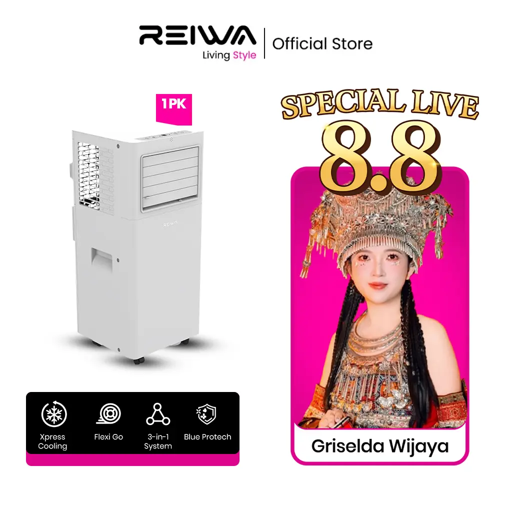 (Exclusive clerishwijaya) Reiwa Portable AC 1 PK CP-0901RB Putih