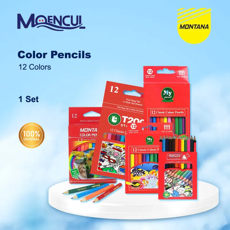 1 Set / 12 Warna  Pinsil Warna Montana TH-350 / Pensil Warna / Moencul 0