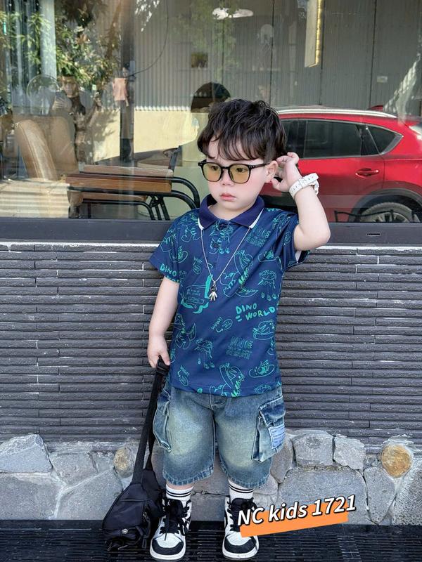 9-30kg SET BỘ ÁO THUN XANH IN KHỦNG LONG QUẦN JEAN TÚI HỘP CHO BÉ CHẤT CỰC MỀM