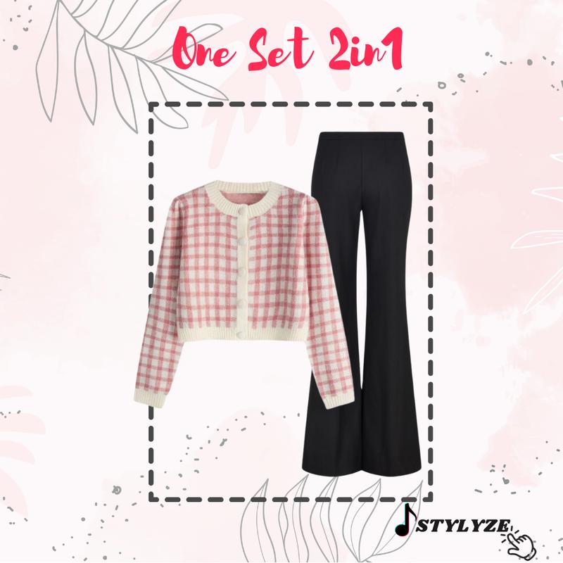 Delona Hijab Set 3in1 Cardigan / Celana Cutbray / Pashmina Setelan Anak Remaja Wanita import Kekinian SZ26 2