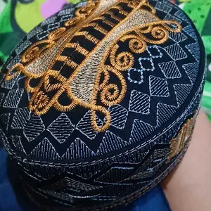 Kopiah Muslim Hitam Pria Peci Malaysia Motif Pintu Aceh Ukuran Dewasa dan anak anak Songkok Bordir pintu aceh