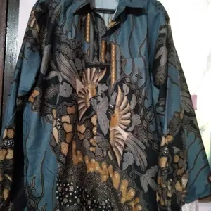 Baju Batik Couple Modern - Sarimbit Batik Kondangan Kekinian - Couple Gamis Batik dan Kemeja Polyester