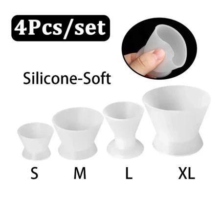 4PCS/Set Dental mangkok silicone silicon mixing bowl aduk akrilik acrylic gigi palsu silikon jar pot karet cucing cup