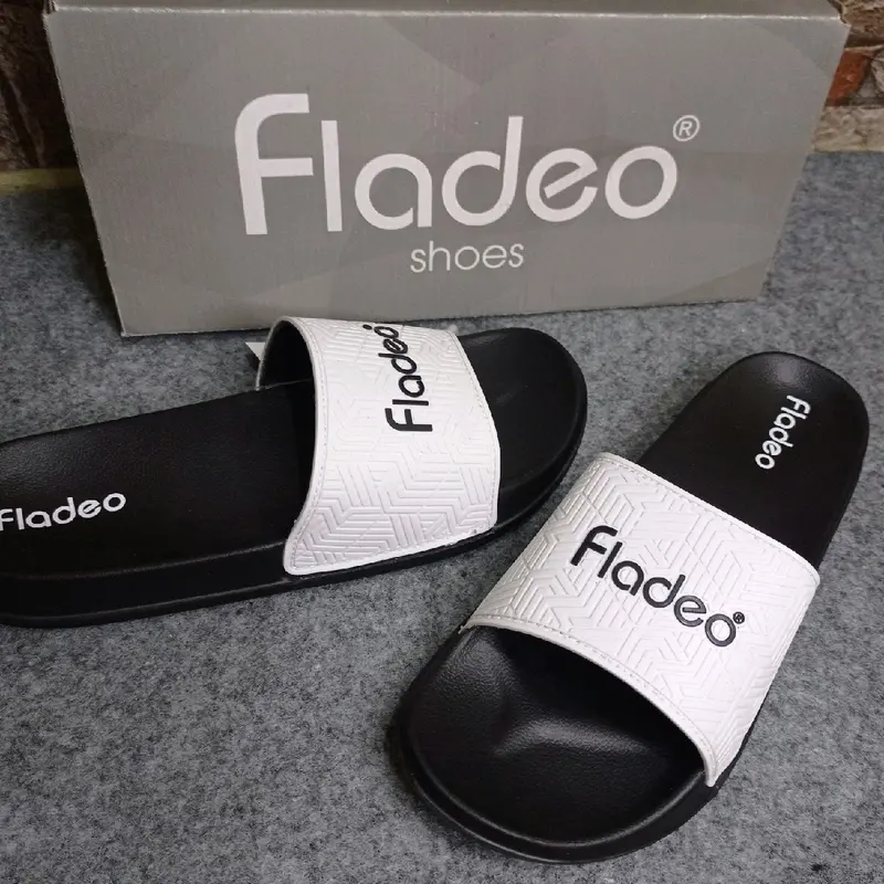 Sendal Selop Fladeo Terbaru Kombinasi Warna Hitam/Putih pylon hjp961 lentur, ringan, empuk dan tidak mudah gembos slip-on pria flat shoes karet Sandal 2