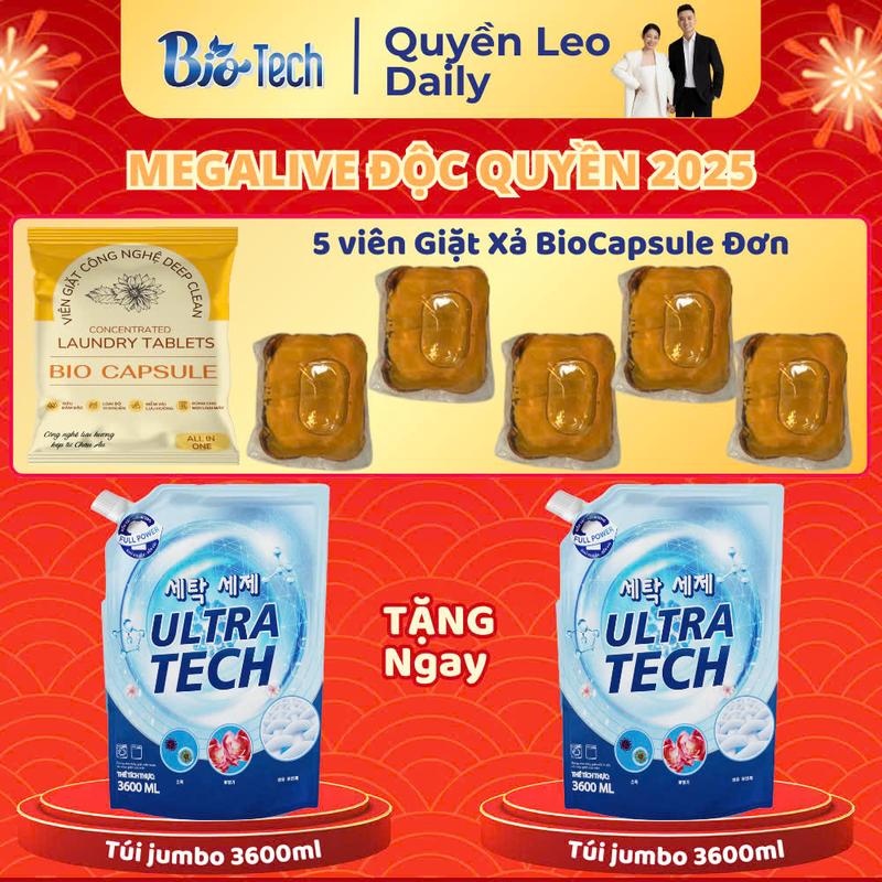 (1) B5 "  Mua 1 túi giặt xả Ultra Tech 3600ml  Tặng - 1 túi giặt xả Ultra Tech 3600ml - 5 viên giặt xả ĐƠN "