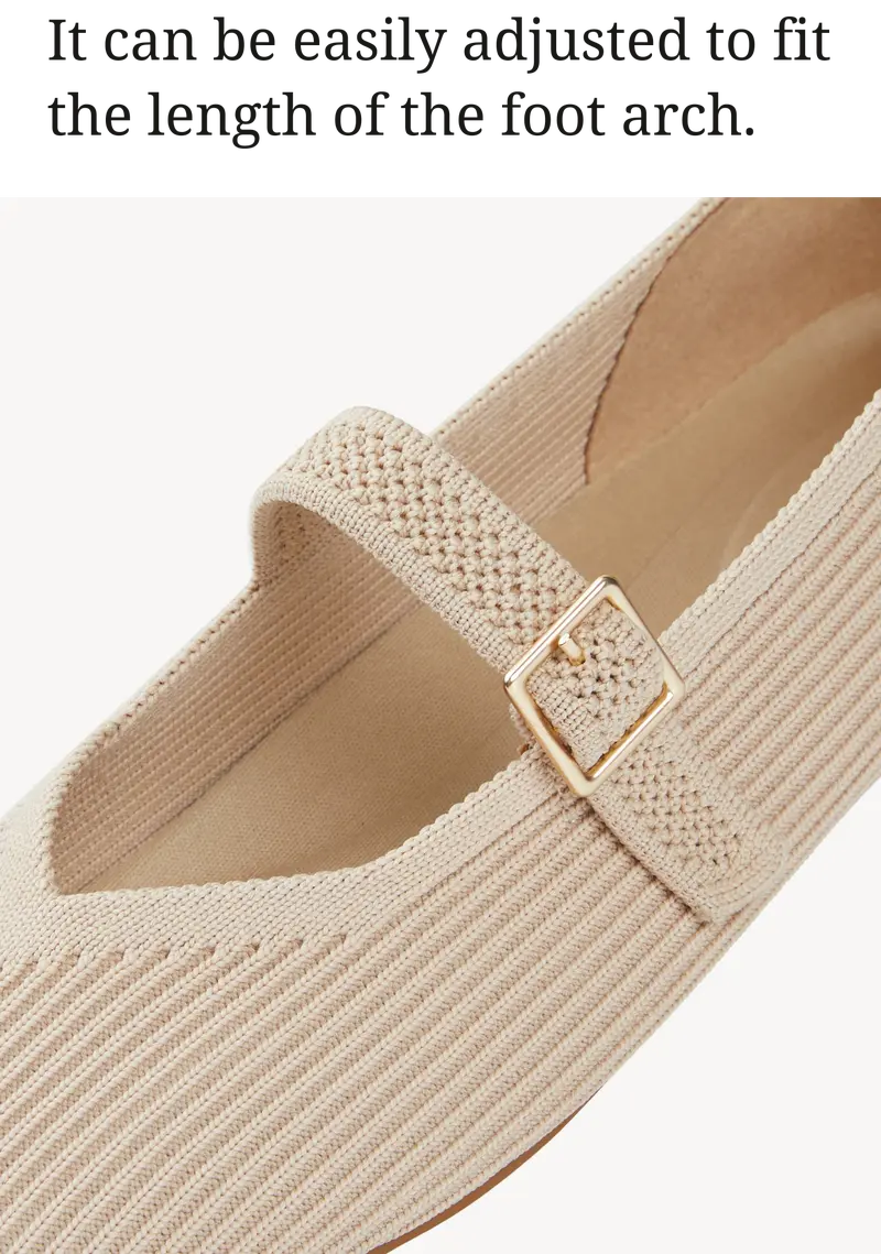 Product Introduction of VIVAIA Woman's Eco-Friendly Square-Toe Mary-Jane, Adjustable Straps, Super Lightweight and Breathable for Daily Wear Shoes Flats 5