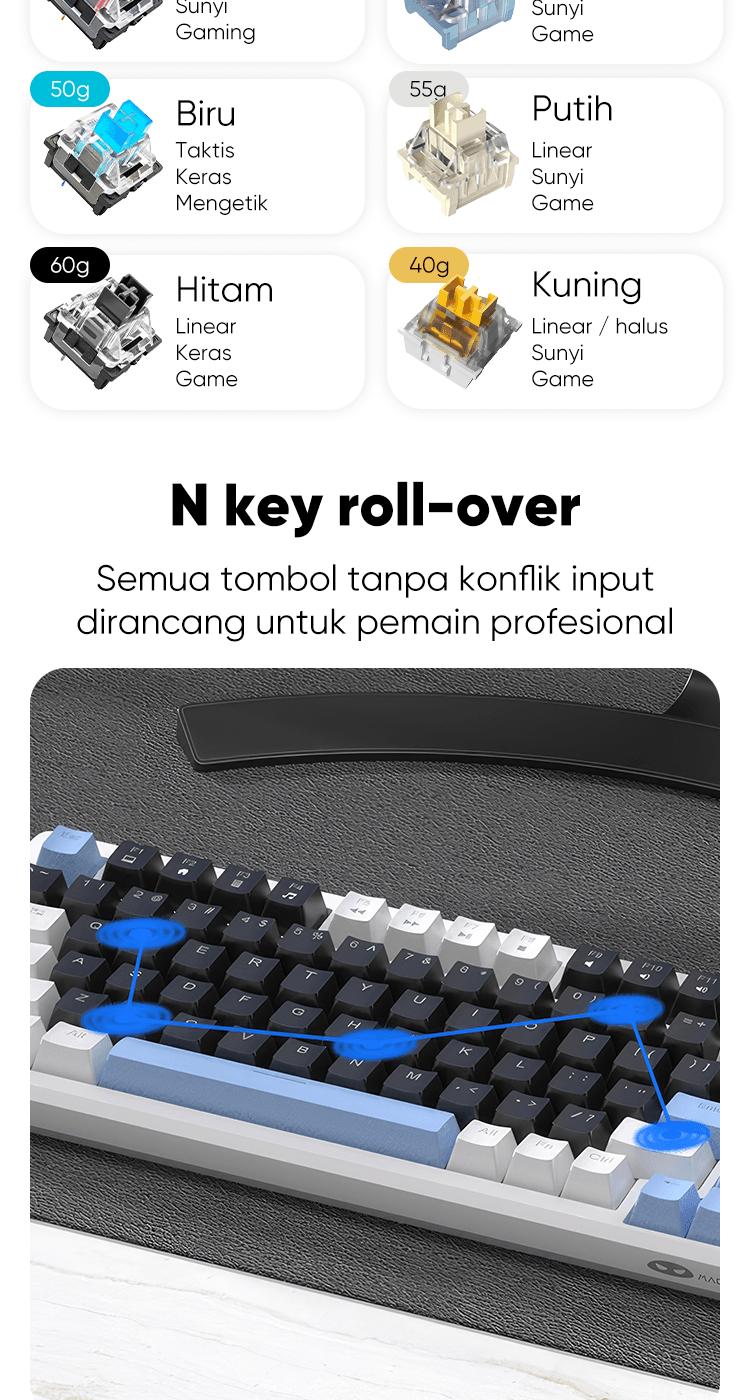 Product Introduction of MAGEGEE Mechanical Keyboard Wired Gaming LED Light 75% Layout Black Switch/Brown Switch/Red Switch/Yellow Switch STAR75 2