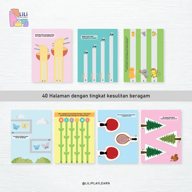 Lili Play Learn - Buku Aktivitas Menggunting - Stimulasi Motorik Halus Anak 3+ 5