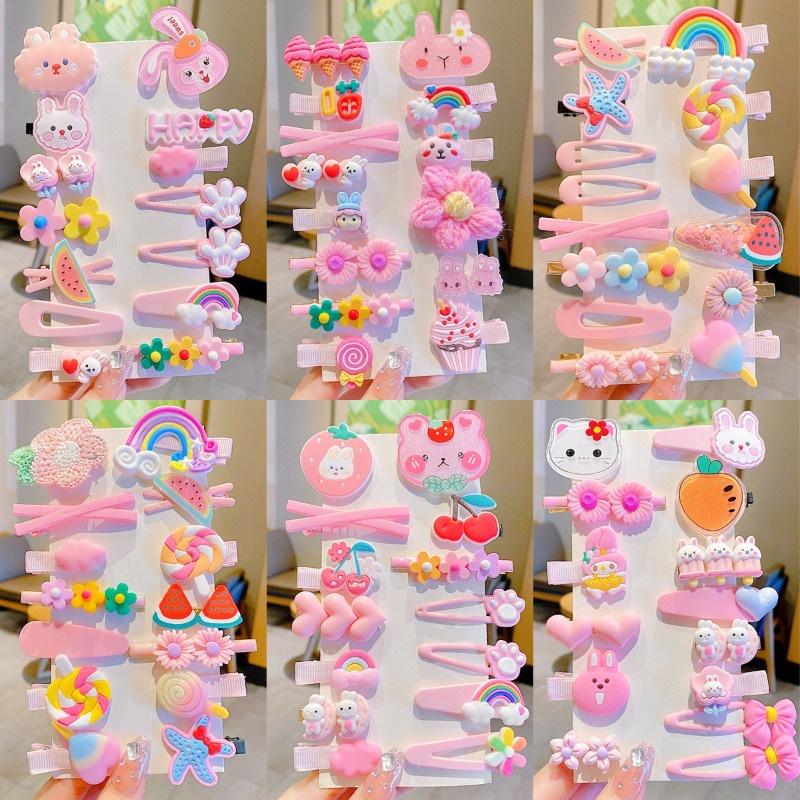 Bộ Kẹp Tóc Cho Trẻ Em, 14 Chiếc, Thời Trang Hàn Quốc, Thiết Kế Hoạt Hình Dễ Thương, Thích Hợp Cho Bé Gái, Kẹp Tóc Mái Nhỏ Và Mini, Ghim Cài Tóc, Phụ Kiện Tóc