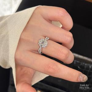 Nhẫn Zircon Trứng Bồ Câu Quà Tặng Cầu Hôn - Siêu Lấp Lánh Ins Thanh Lịch, Cao Cấp Sang Trọng Nhẫn Chân Khối, Tặng Bạn Gái Ý Nghĩa Đặc Biệt