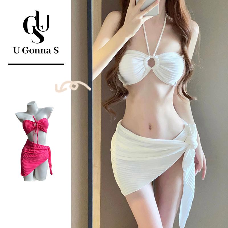 Bộ đồ bơi hai mảnh trang phục đi biển Áo Tắm Phụ Nữ Sexy Padding 3 Mảnh 2024 phong cách mới Với Bìa cạp cao không tay Dễ Thương Thời Trang Căng Ra