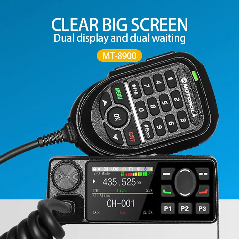 Mobile Radio HT【Berisi Mikrofon】Walkie Talkie Jarak Panggilan Maksimum 50KM VHF Dan UHF 25 Watt  Perjalanan Kerja Di Luar Ruangan MT8900 Dipasang di kendaraan Radio dua arah